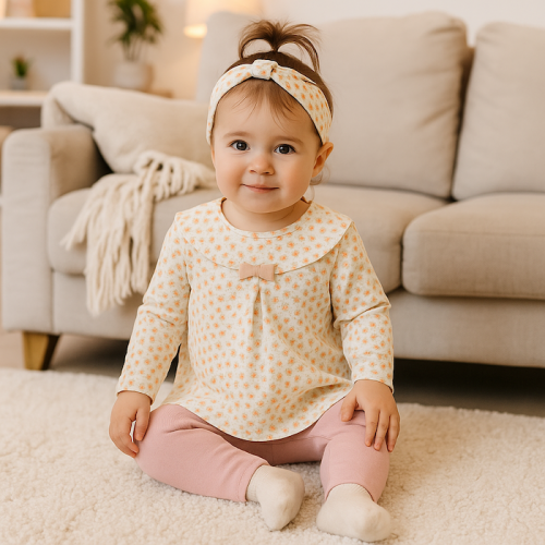 Βρεφικό Set Μπλούζα, Κολάν, Κορδέλα, Pink set legging bow